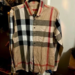 Bred/blue/beige dress shirt for men